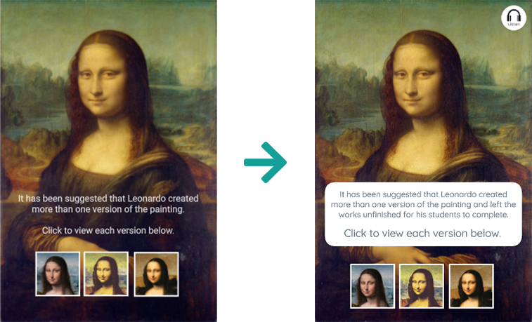 Before and after comparison of home screen in AR App of Mona Lisa Versions prototype