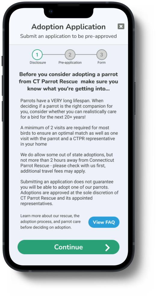 Adoption Application Step 1