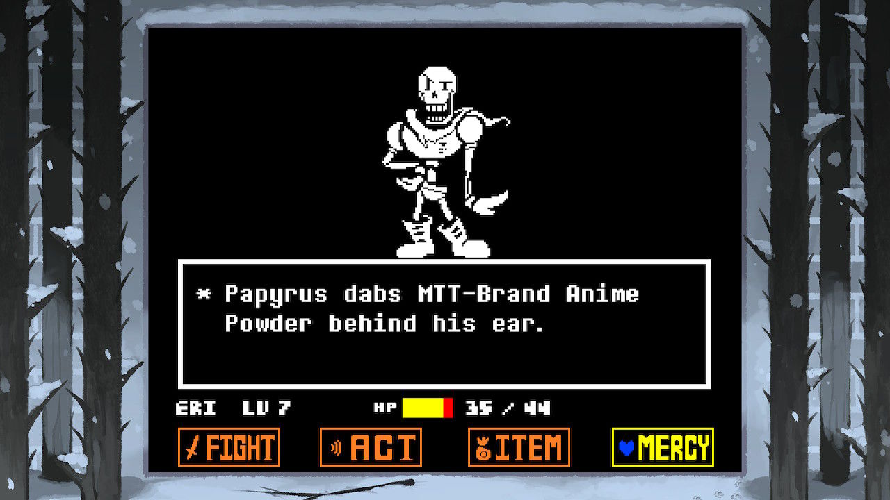 Screenshot of Undertale game interface with Papyrus