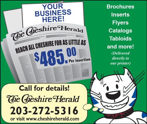 The Cheshire Herald in-house ad with Harold the Cat