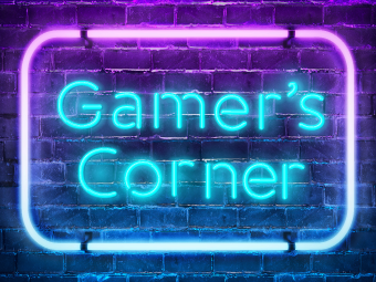 Gamer's Corner sign in neon lights