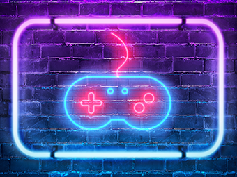 Game controller in neon lights